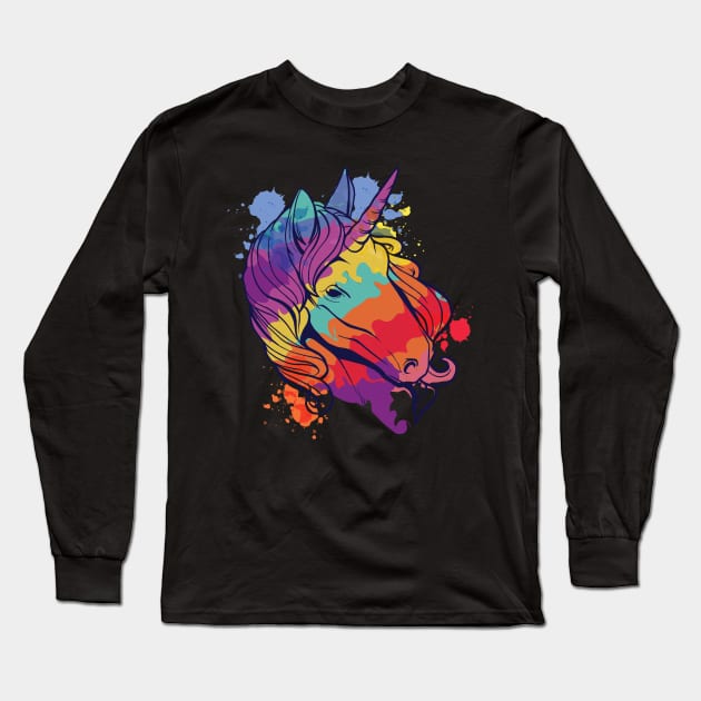 Unicorn Rainbow colorful birthday gift Long Sleeve T-Shirt by Midoart